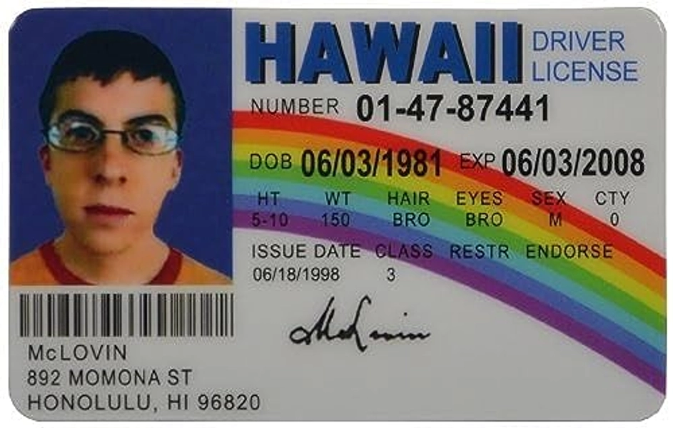 Auto & Car Acc McLovin Fun Plastic Fake ID License Model: Car/Vehicle Accessories/Parts