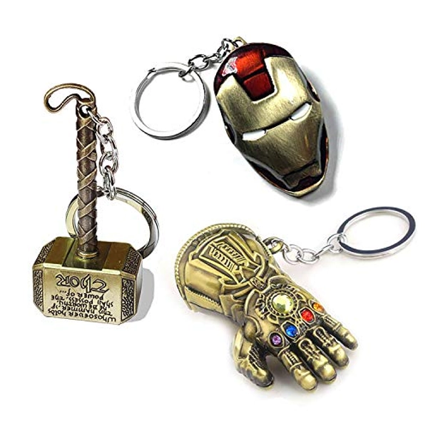 Sio & Tan Iron Man Keychain Thor Hammer Mjolnir Thanos Glove Infinity War Gauntlet Key chain Key Ring
