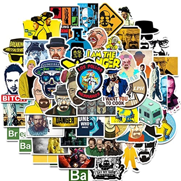 Breaking Bad Sticker 50pcs Cool Stickers for Computers Laptop Skateboard Stickers for Teens Adults Laptop Skateboard Guitar Luggage Vinyl Decal Stickers Packs (Breaking Bad)