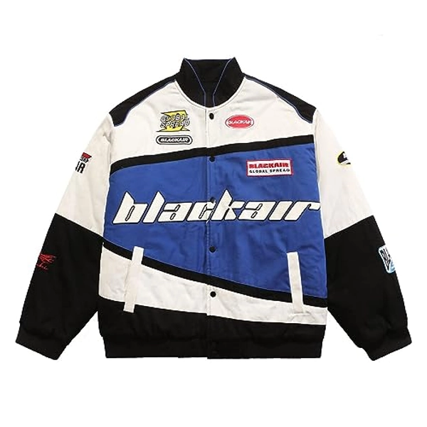 Vamtac Men's Varsity Jacket Vintage Letter Racer Jacket Oversized Baseball Bomber Jackets Unisex Streetwear Coats