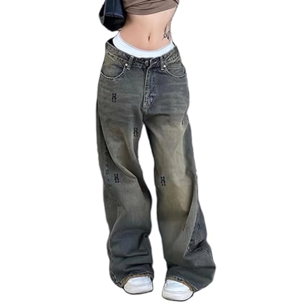 Y2k Baggy Jeans for Women Low Waist Wide Leg Denim Jeans Casual Cargo Pants Harajuku Pockets Trousers Streetwear