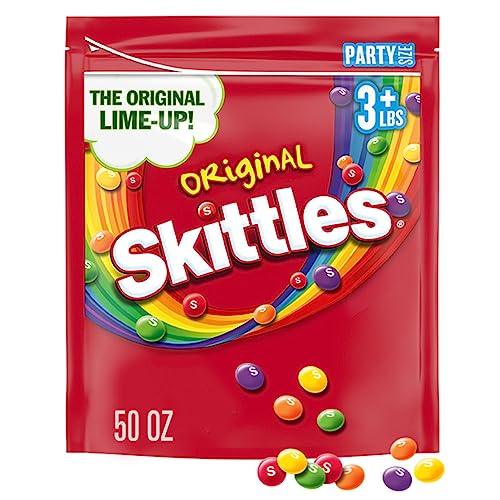 Skittles Original Flavor Fruity Candy, Gluten Free, One 50 Ounce (1.4kg) Resealable Party Size Bag