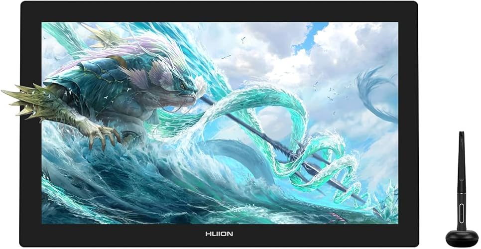 HUION Kamvas Pro 24 Graphics Drawing Tablet Monitor, 4K UHD 23.8 Inch Pen Display with 8192 Levels Battery-free Stylus, Mini KeyDial and 140% sRGB Compatible with Windows & Mac & Android & Linux - 23.8 inch（4K UHD） - None Standalone Drawing Tablet