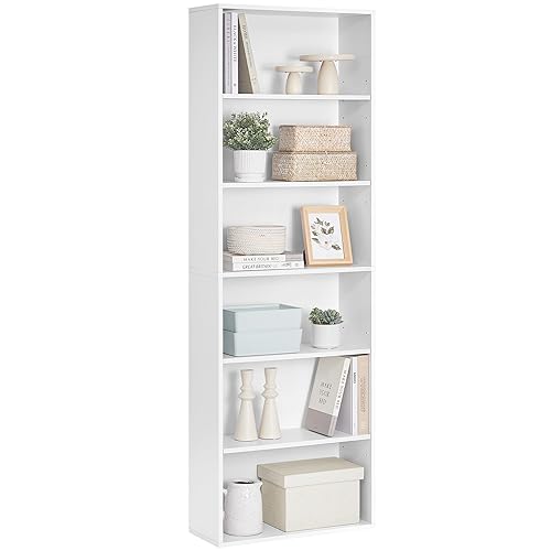 VASAGLE Bookcase, Bookshelf with 6 Shelves, for Living Room, Study, Office, Bedroom, Modern Style, 24 x 60 x 178.5 cm, Cloud White LBC169T14 - 6 Shelves （60W x 178.5H cm） - Cloud White