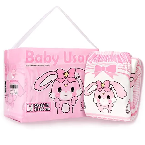 LittleForBig Erwachsenen Gedruckten Windeln 10 Stück - Baby Usagi (Medium 71-96 CM)