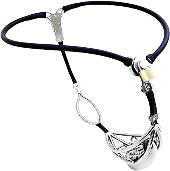 LYAMais Mann Keuschheitsgürtel Edelstahl Penis Käfig mit Abnehmbare Katheter Men Herren Unterwäsche Unterhosen Männer Keuschheitsgürtel für Party Sex Spielzeug Cock Cage(Size:90-110cm)
