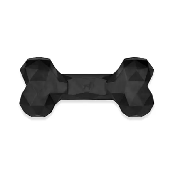 Kauspielzeug für Hunde Kauknochen unzerstörbar: Hundespielzeug gegen Langeweile aus Naturkautschuk für aggressives kauen - befüllbar, robust & gut für die Zahnpflege | Farbe: Schwarz, Größe: S