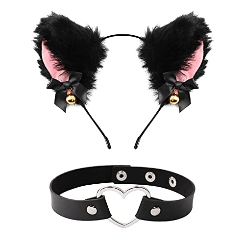 Konamo Cat Fox Ears Headband Black Pink
