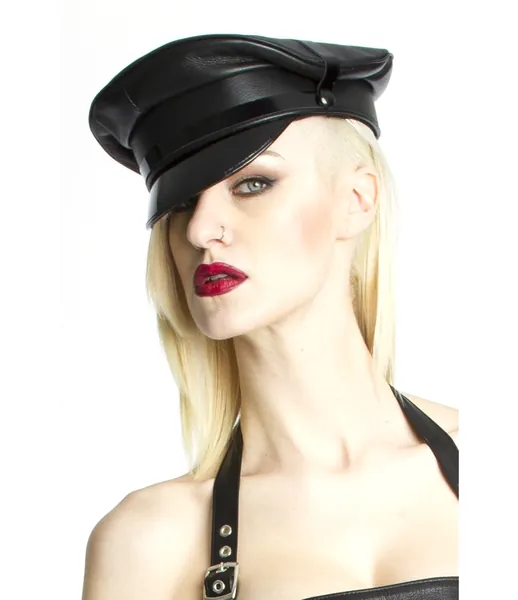 (mo1l) Women's Leather Officer Cap