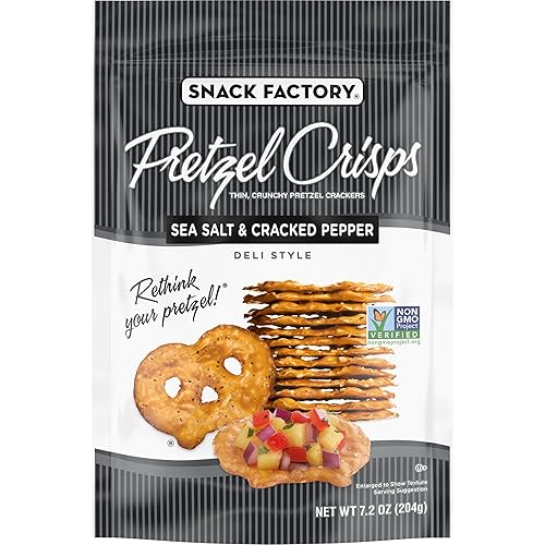 Snack Factory Pretzel Crisps, Sea Salt & Cracked Pepper, 7.2 Oz - 7.2 Ounce (Pack of 1)