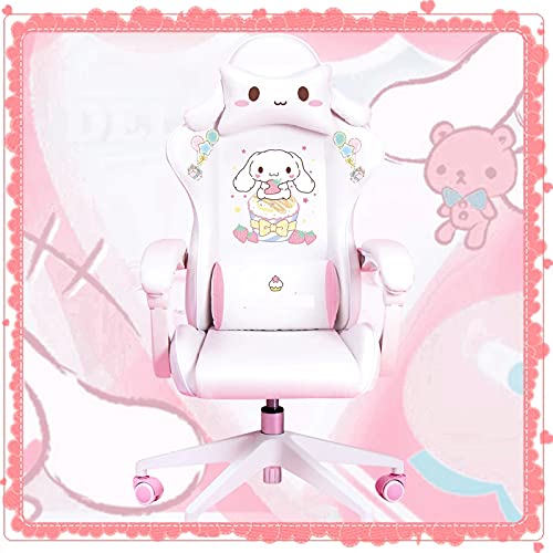 Cinnamoroll Gaming Chair Cute Cartoon Chairs Pink Computer Chair Comfortable Office Computer Chair Home Girls Swivel Chair Adjustable Live Gamer Chairs Without footrest Pink-Bunny (1 PCS)