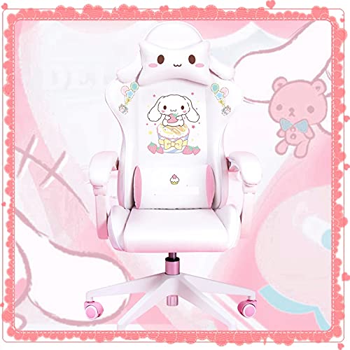 Cinnamoroll Gaming Chair Cute Cartoon Chairs Pink Computer Chair Comfortable Office Computer Chair Home Girls Swivel Chair Adjustable Live Gamer Chairs Without footrest Pink-Bunny (1 PCS)