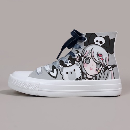 Dark Animal Girl High Top Canvas Sneaker | Black / US 8.5 / EU 39 / UK 6