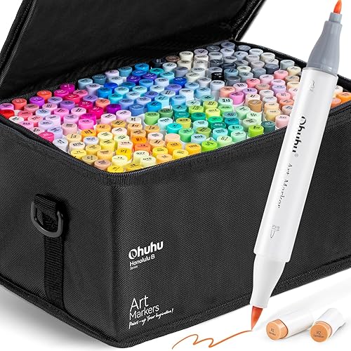 Ohuhu Brush Markers: Double Tipped Marker Set - 216 Colors 