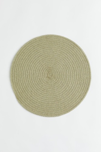 Round cotton place mat - light khaki green