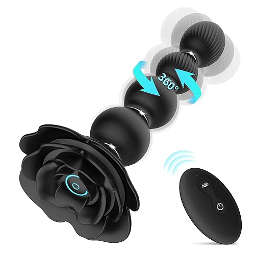 Anal Beads Anal Butt Plug,10 Rotate Twist and Vibrating Modes,Prostate Massager Graded Silicone Design Anal Vibrators for Men,Remote Control Rose Toy for Women,Adult Sex Toys for Couple (Sepia Black) - Sepia Black