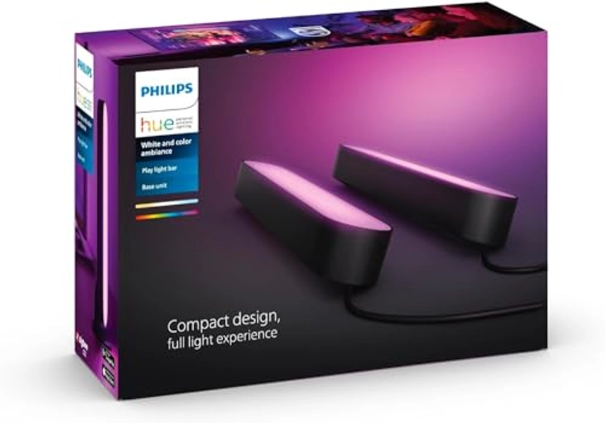 Philips Hue Play Pack White & Color Ambiance, Noir, Pack de 2, Kit de base, fonctionne avec Alexa, Google Assistant et Apple Homekit