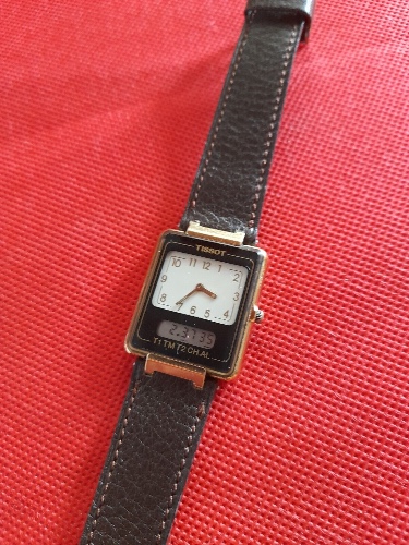 Tissot Two Chronometer Twotimer Analog &amp; Digital Swiss Watch Very Rare _2750