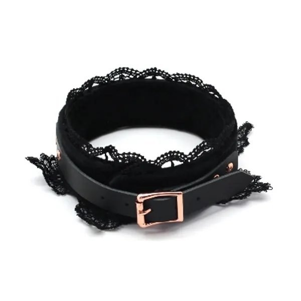 Leather Choker Collar Black Lace Chokers Set for Men Women Girls