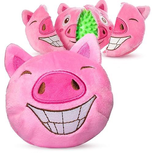 ZENAPOKI Dog Toys for Aggressive Chewers (3in1) - Squeaky and Interactive - for Medium Dogs, Large & Small Breeds - Puppy Teething Chew Toy - Juguetes Perros - Pink - Pink