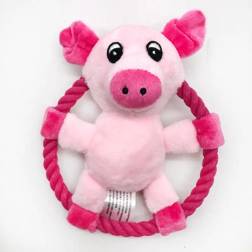 Squeaky Plush Dog Toy Collection - Pig