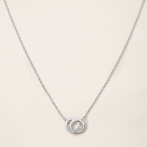 14k Solid Gold Interlocking Necklace - White Gold