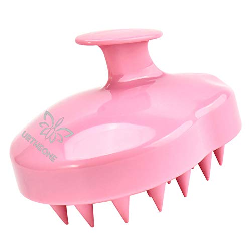 URTHEONE Soft Silicone Hair Scalp Massager Shampoo Brush for Wet Dry Oily Curly Straight Thick Thin Rough Long Short Natural Men Women Kids Pets Hair Care Tools（Pink - Pink