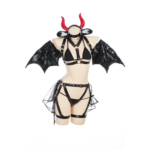 Succubus Devil Latex Cosplay Set for Bold Dark Style - XL