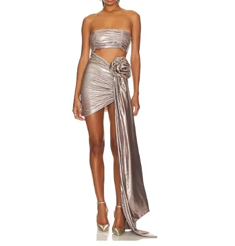 Metallic drape dress