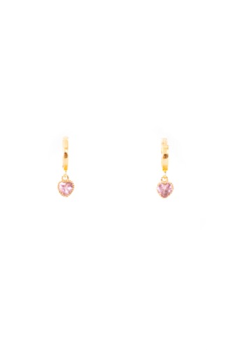 Baby Heart Hoop Earrings | Pink / Gold