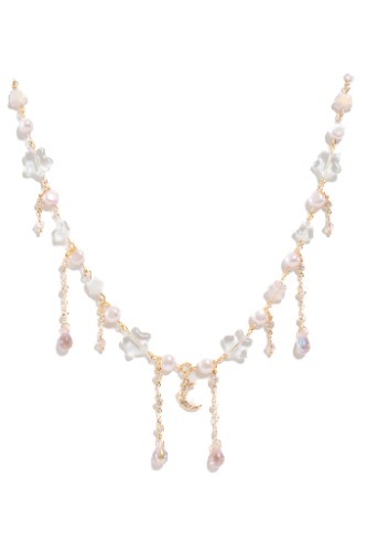 Pastel Pink Milky Way Necklace | Gold
