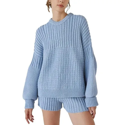 FACDIBY Women's Oversized Sweaters Long Sleeve Crewneck Pullover Sweater Chunky Loose Knitted Jumper Tops - Small-Medium - 01-beige