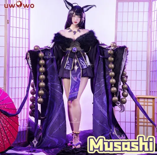 【Pre-sale】Uwowo Game Azur Lane IJN Musashi Kimono Fox Cosplay Costume | Set A (Costume)：S-M