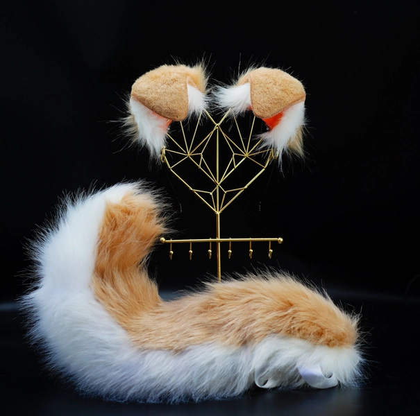 Throne Malice light brown puppy ears and tail, puppy ears headband