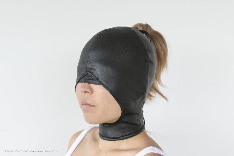 Leather Open Airway Bondage Hood | Large / Black
