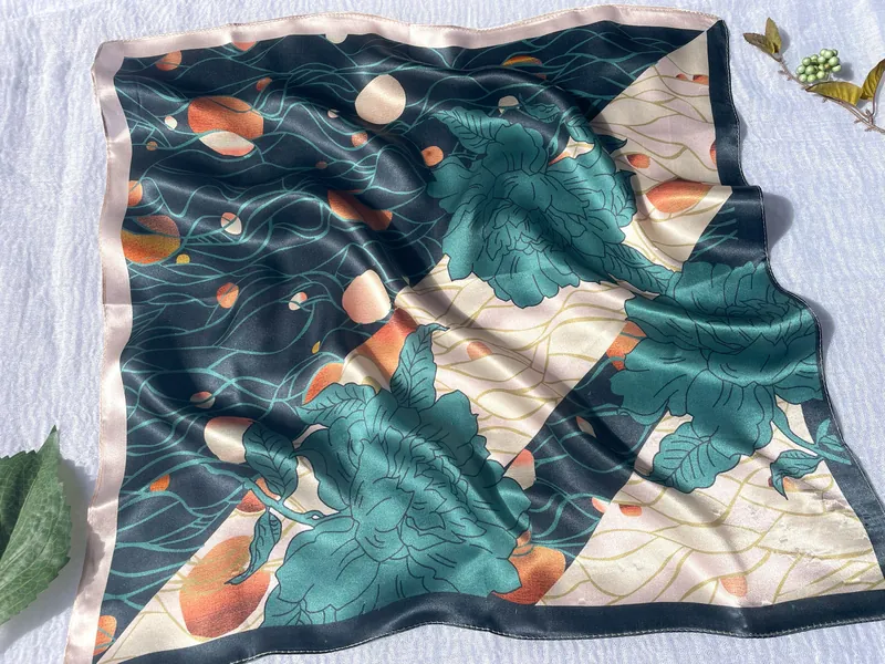 100% Silk Scarf, Pure Silk Neck Scarf, Silk Bandana, Silk Neckerchief, Silk Square Scarf, Silk Hair Scarf, Floral Bird Silk Scarf, 3 for 59