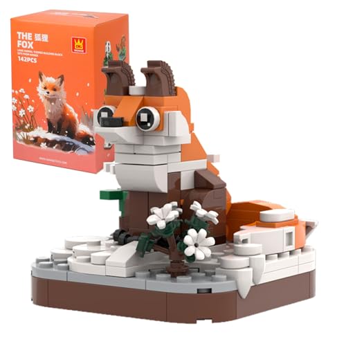 MEIEST Mini Animals Building Block Set,Land Animal Themed Collection Construction Building Bricks Toy,Cute Home Decor (Fox) - Fox
