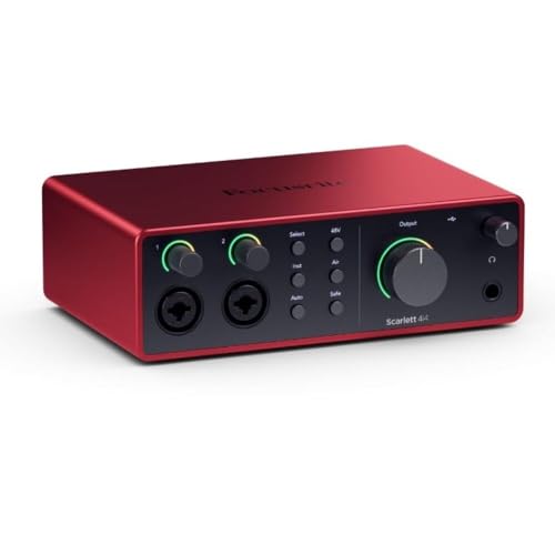 Focusrite Scarlett 4i4 4th Gen USB Audio Interface, for Musicians, Songwriters, Guitarists, Content Creators — High-Fidelity, Studio Quality Recording, and All the Software You Need to Record - Single - 4i4