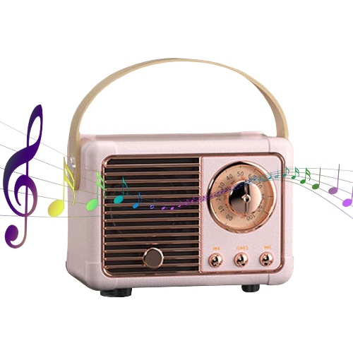 Bluetooth Compact Retro Speakers with Radio - Pink