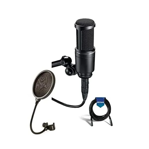 
                            Audio Technica AT2020 Condenser Studio Microphone Bundle with Pop Filter and XLR Cable
                        
