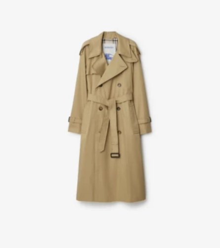 Long Castleford Trench Coat in Beige - Women, Cotton | Burberry® Official