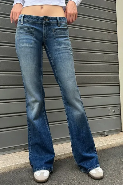 Flare jeans with front pockets