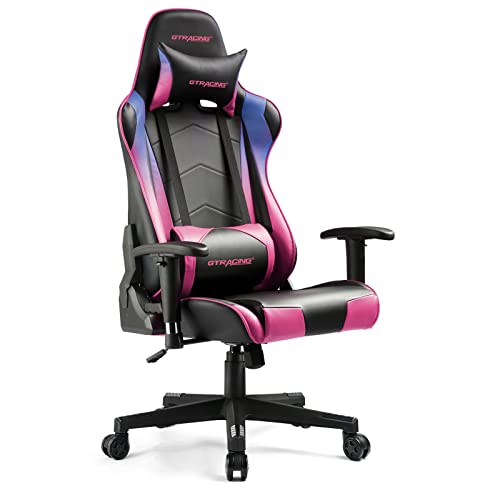 GTRACING Gaming Chair Racing Office Computer Ergonomic Video Game Chair Backrest and Seat Height Adjustable Swivel Recliner with Headrest and Lumbar Pillow Esports Chair, Colorful - Colorful