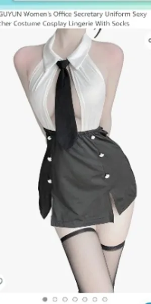 SINGUYUN Women's Office Secretary Uniform Sexy Teacher Costume Cosplay Lingerie With Socks (2489White Black) : Clothing, Shoes & Jewelry