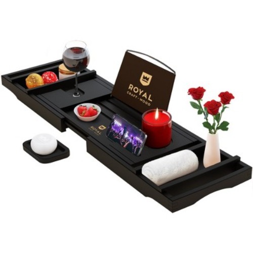 Royal Craft Wood Bathtub Caddy Tray (Black)
