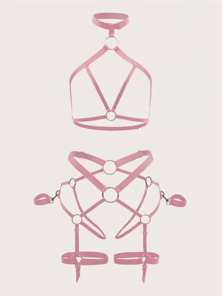 2pack O-ring Detail Garter Halter Body Strap