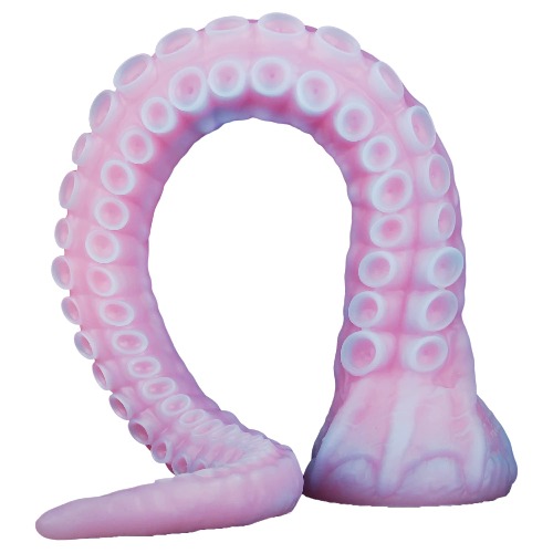 S-45x3.5cm Platinum Silicone Tentacle Depth Training Suction Cup Dildo for Women Men, Nothosaur ALLA Fantasy Anal Dildos Extreme Adult Sex Toys Cthulhu Sea Monster Octopus Long Anal Toy, GITD Pink - S-45cm - GITD Pink