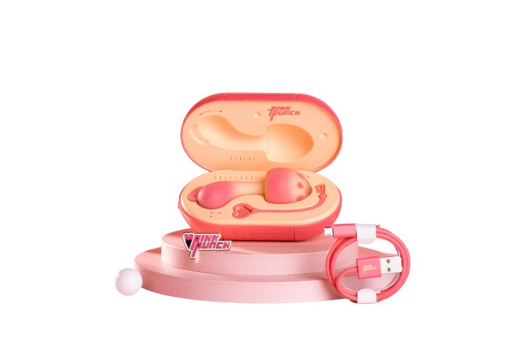 PinkPunch Sunset Mushroom Vibrator - Clit Vibrator - G Sport Vibrator - 5 Patterns & 3 Speeds - Adult Sex Toy - Waterproof - Pink - Global Remote Control -Safe Silicon - Wireless Charge