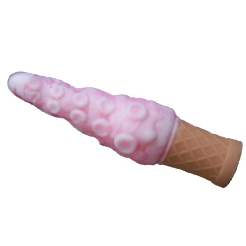 Nothosaur「T-ICECREAM」Ice Cream Cone Dildo with Tentacle Suckers, Fantasy Suction Cup Anal Dildos for Women Men, Platinum Silicone Anal Plugs Anal Toys Cthulhu Sex Toys Gay Les, Strawberry, L (21cm) - Strawberry