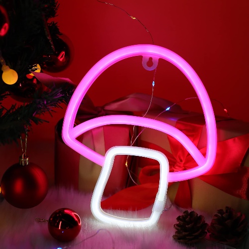 ENUOLI Mushroom Neon Signs,Led Mushroom Neon Light for Bedroom Wall,Mushroom Wall Light USB/Battery Powered Neon Signs Cute Mushroom Decor for Living Room, Kids Room, Bar,Gaming Room